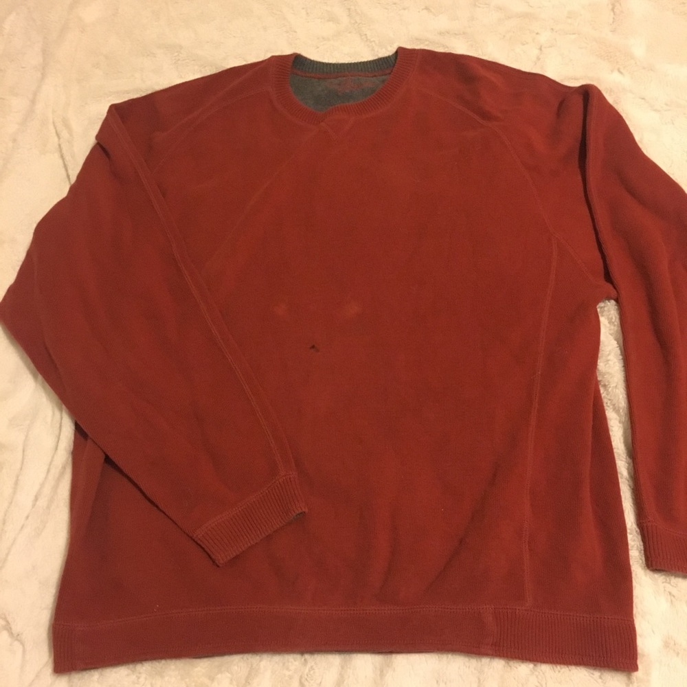 Tommy Bahama Deep Red/Gray Crew Neck Sweater Large